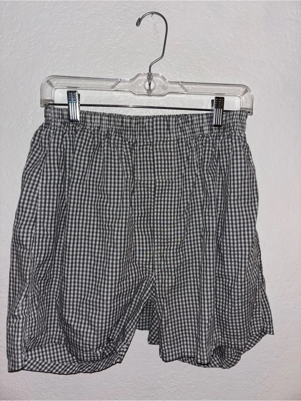 Black and White Gingham Pull-On Boxer Shorts